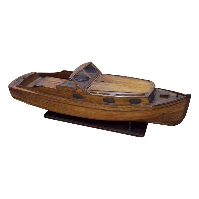 Vintage Wooden Boat Model For Sale