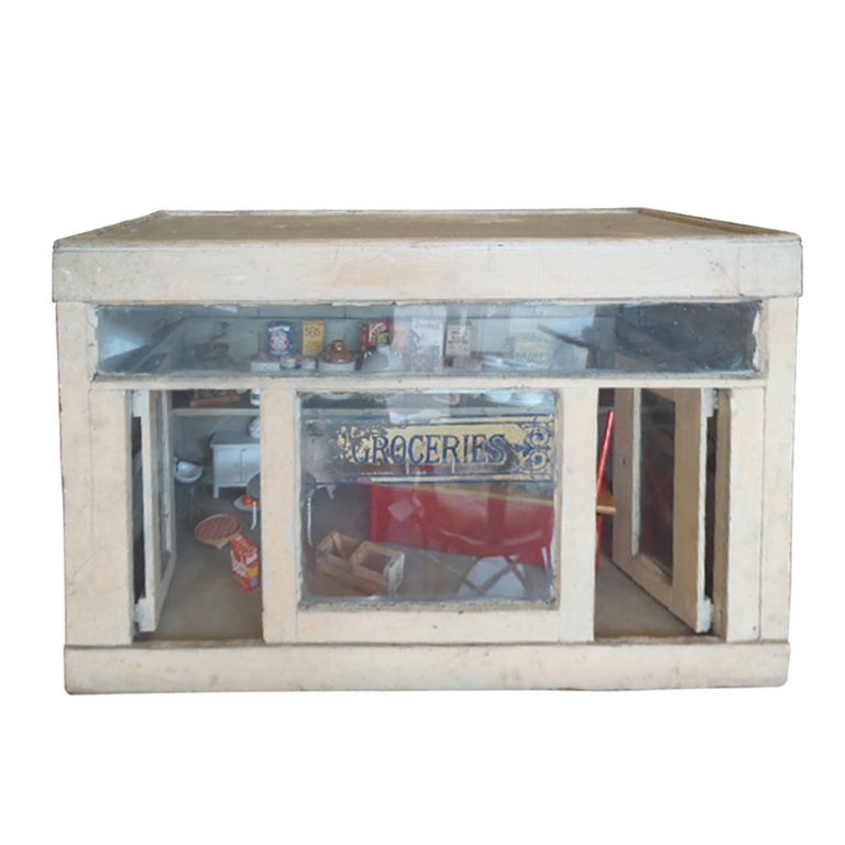 A 19thC  American Wooden Toy Grocery Store For Sale