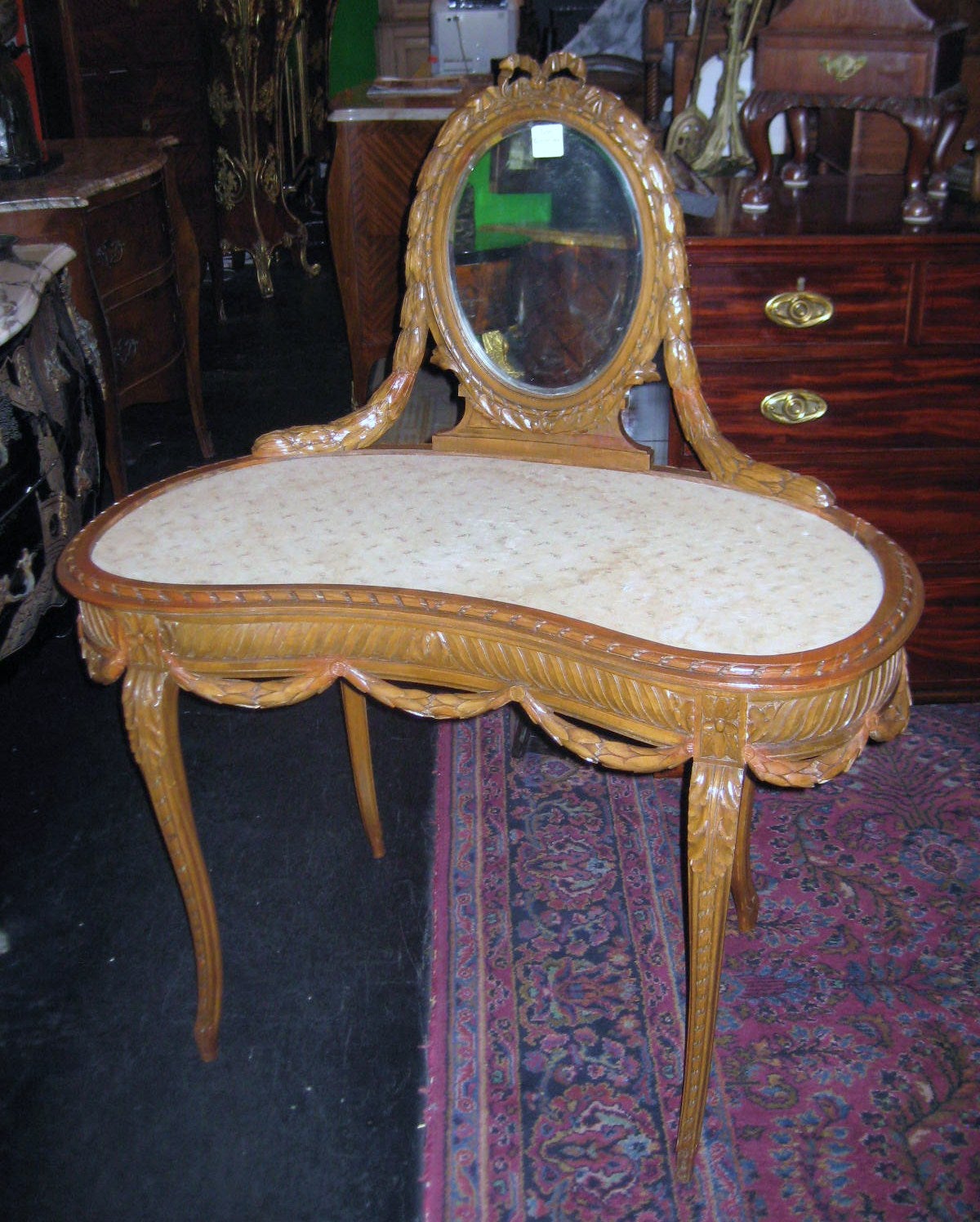 Louis XV Style Carved Walnut Vanity, Reduced For Sale
