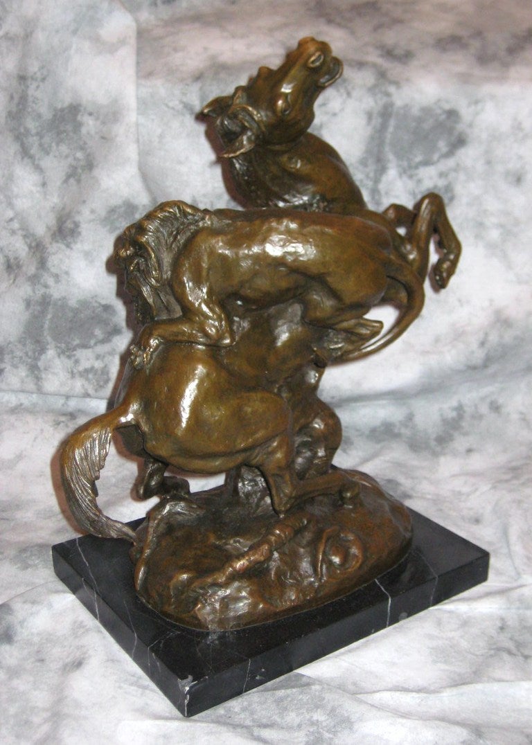 Antoine-Louis Barye, Bronze Sculpture "Cheval Surpris Par Un Lion"