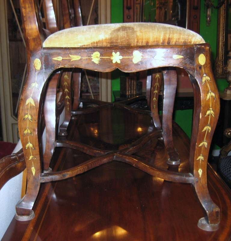 Pair of 19th c. Dutch Marquetry Inlaid Side Chairs 2
