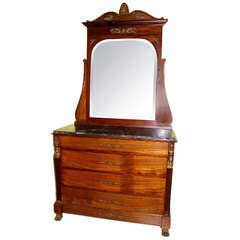 19th c. Maison Kreiger Empire Mahogany Dresser and Mirror