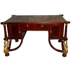 Biedermeier Style Mahogany and Gilt-Wood Desk