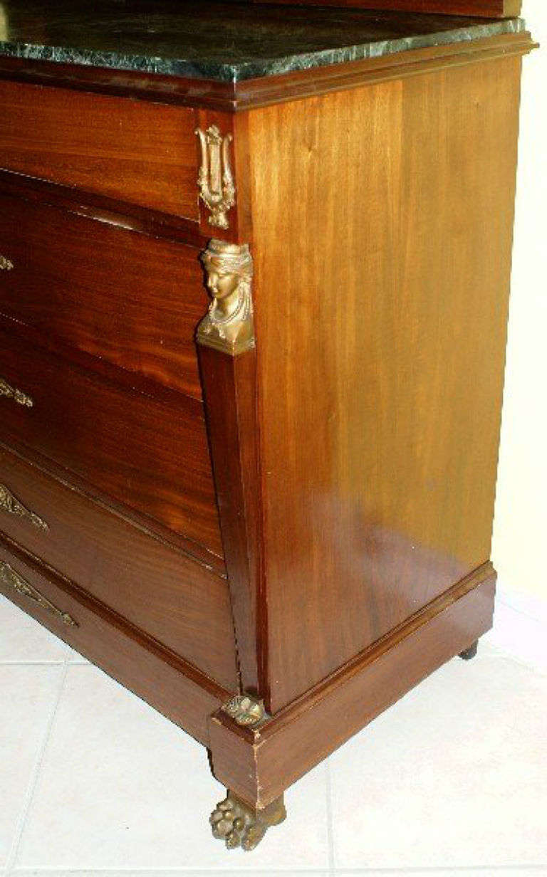 19th Century 19th c. Maison Kreiger Empire Mahogany Dresser and Mirror