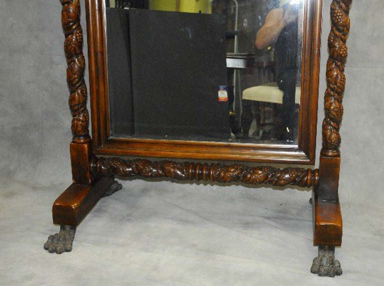 Unknown 19th c. Continental Carved Walnut Cheval Mirror