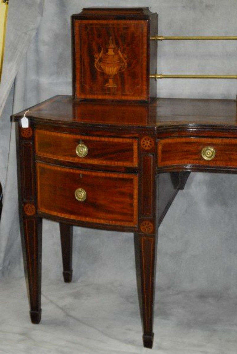 English Rare Georgian Mahogany and Satinwood Inlaid Sideboard with Knife Boxes