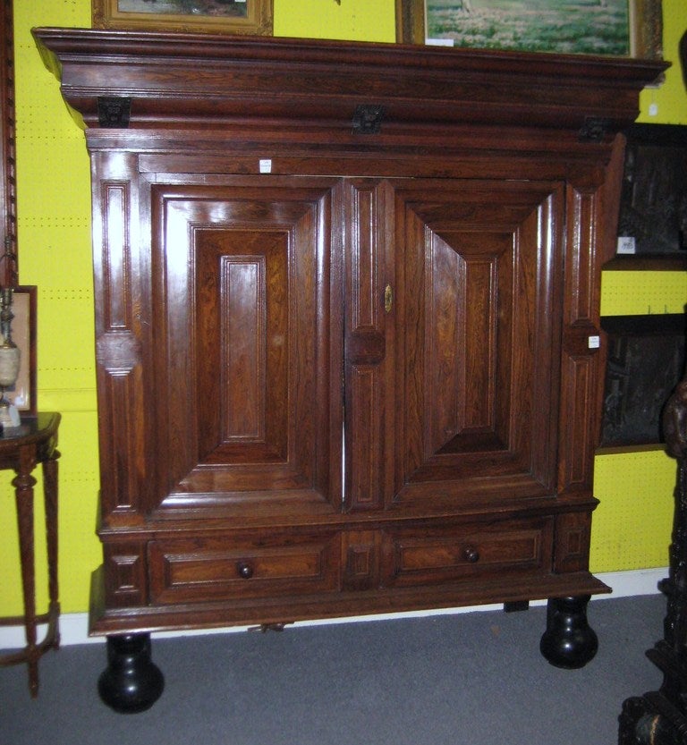 Dutch Carved Oak and Parcel-Eboninzed Cushion Cabinet (N43) 6