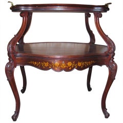 French Louis XV Carved Mahogany Two-Tier Serving Table