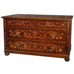 18th-19th Century Dutch Marquetry Inlaid Three Drawer Commode