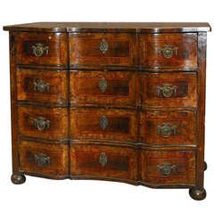 18th c. Italian Carved Walnut Four Drawer Commode