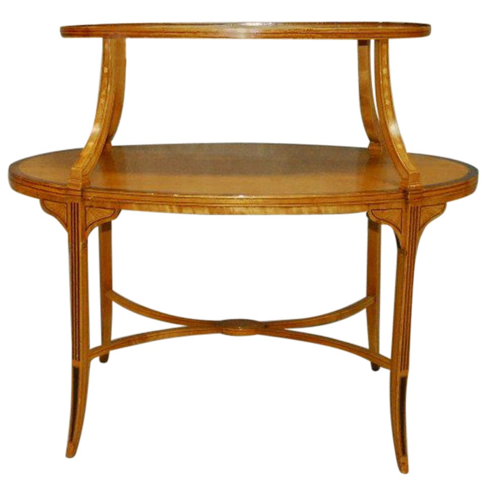 19th c. Hepplewhite Yew wood and Satinwood Two-Tier Dessert Table