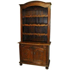 18th Century French Country Carved Oak Buffet Deux Corps