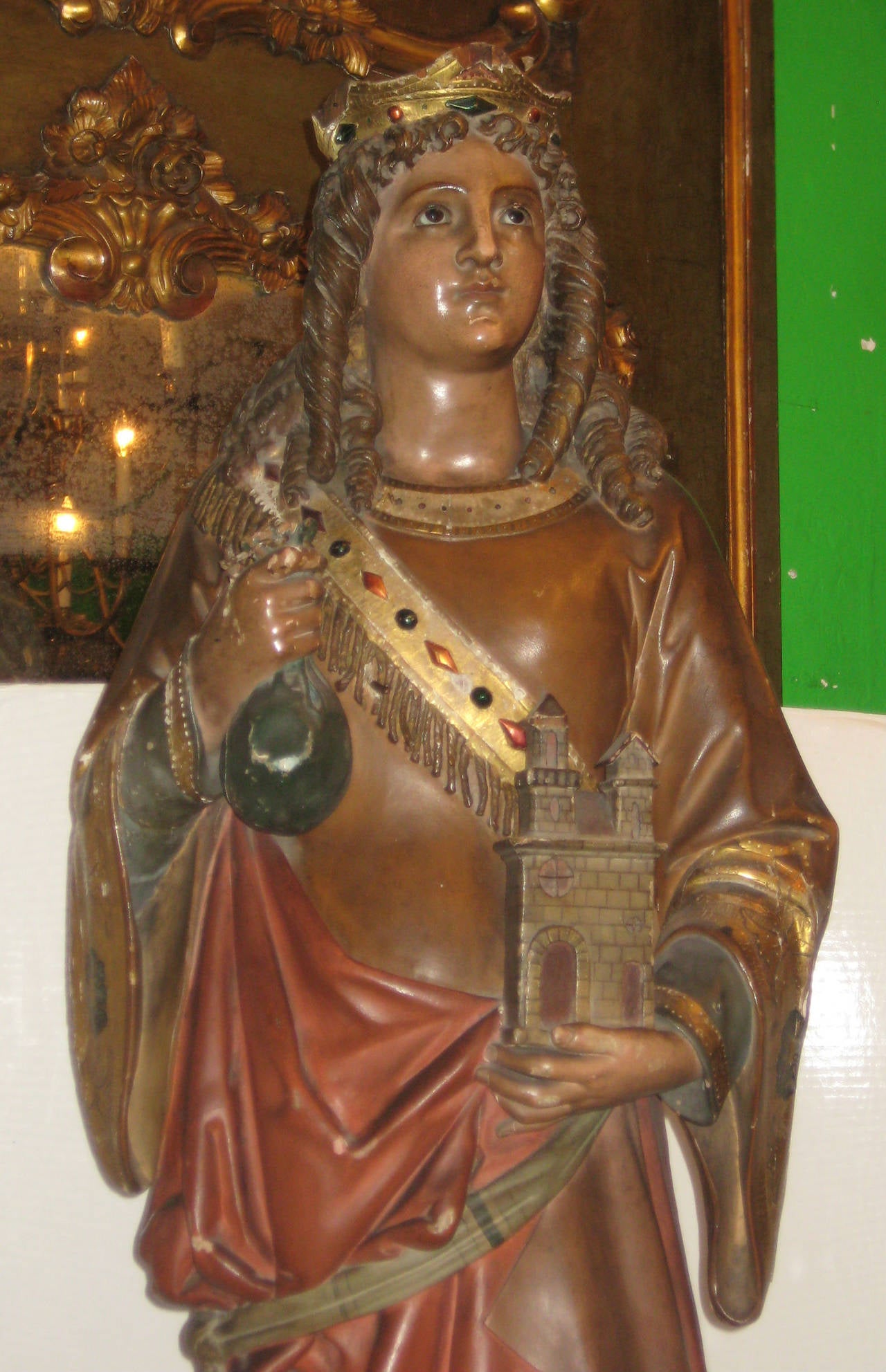 Other 19th c. Carved Figure of Saint Barbara