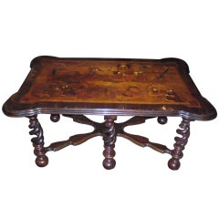 19th c. Portuguese Walnut and Bone inlaid Table (SM13)