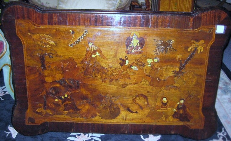 19th c. Portuguese Walnut and Bone inlaid Table (SM13)