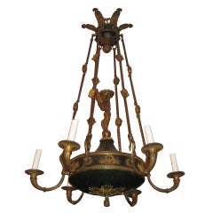 Empire Gilt and Patinated Bronze Six-light Chandelier (K261)