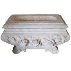 19th c. French carved Carrara marble Jardiniere - REDUCED