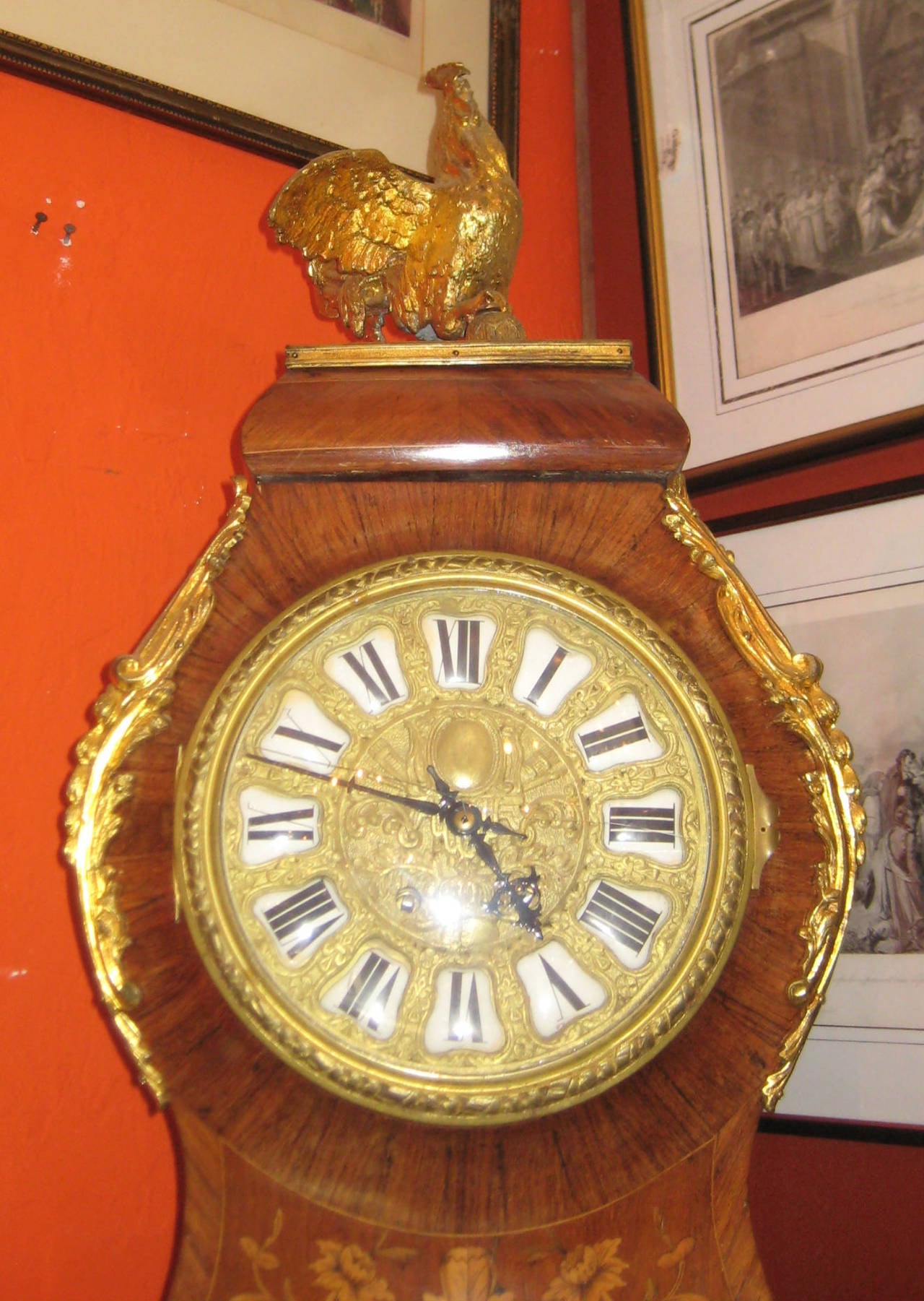 19th Century French Rococo Inlaid Grandfather Clock In Good Condition In Miami, FL