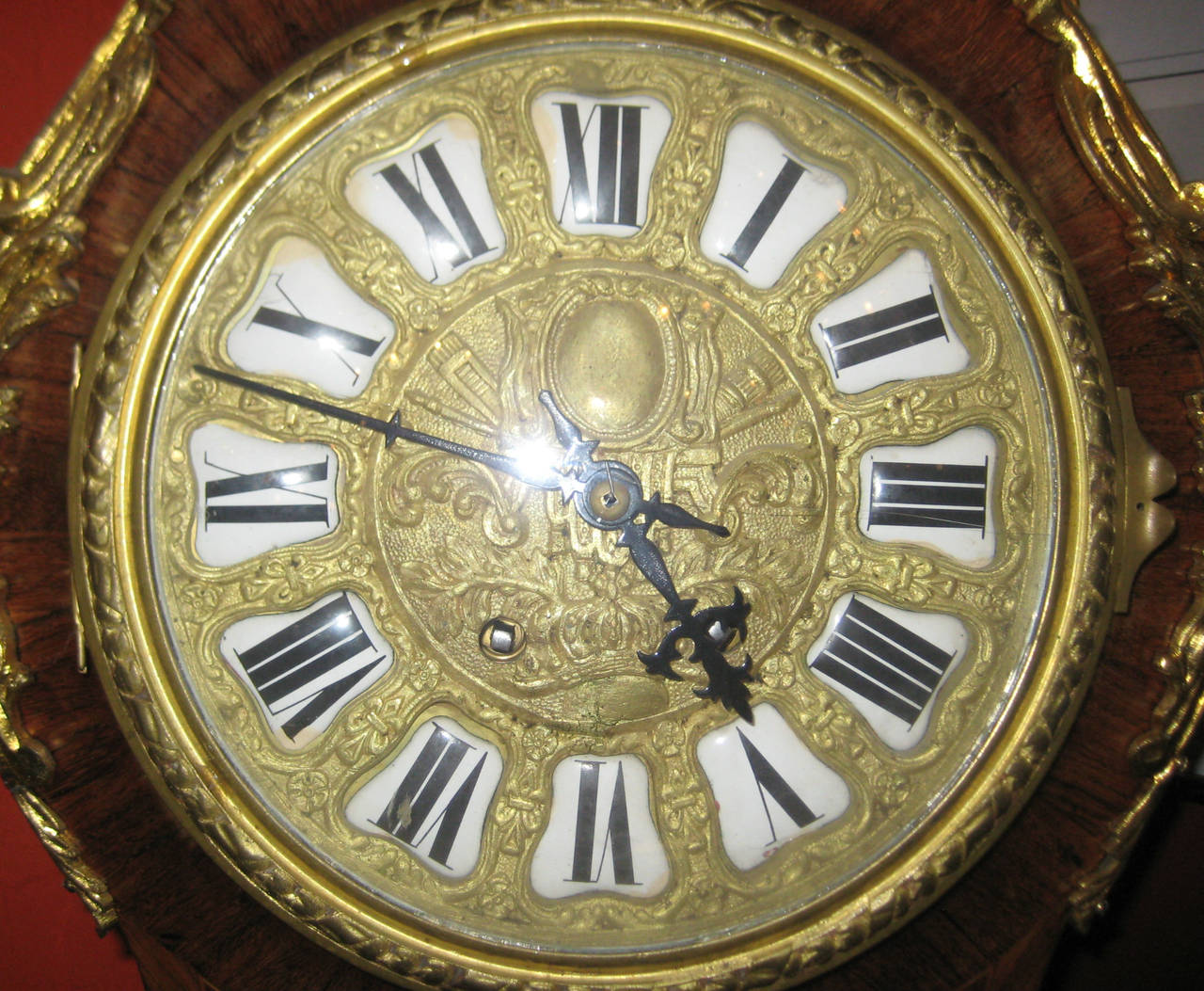 Bronze 19th Century French Rococo Inlaid Grandfather Clock