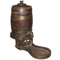 George III Period Brass Bound Oak Liquor Barrel on Stand [All Original]