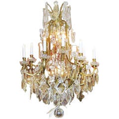 19th Century Louis XV Bronze and Crystal Twelve Light Chandelier