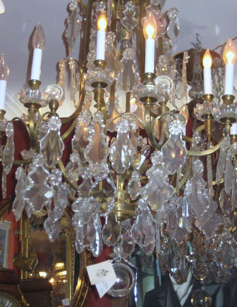 19th Century Louis XV Bronze and Crystal Twelve Light Chandelier For Sale 2