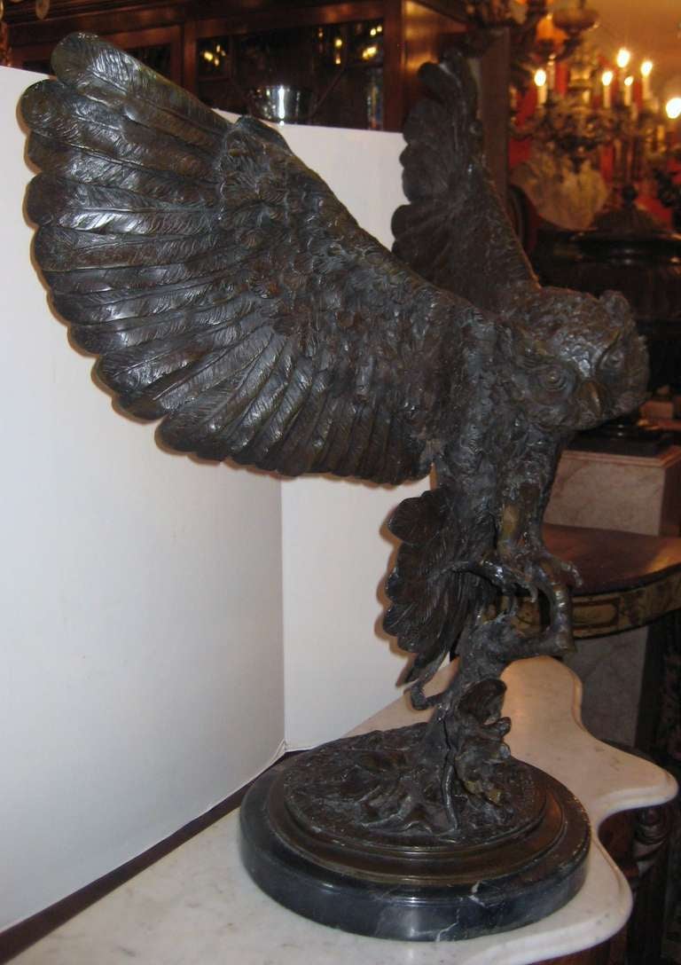 Jules Moigniez, French 1835-1894 Bronze Owl In Good Condition In Miami, FL