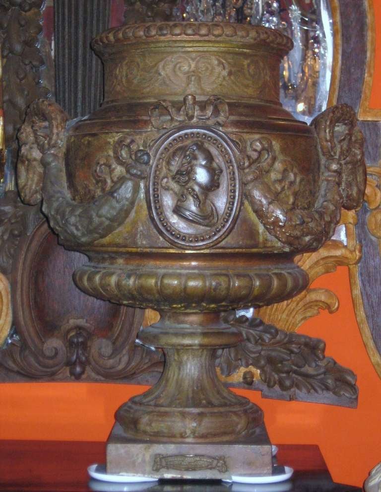 Louis XVI Pair of Large 19th c. Val D' Osne Cast Iron Urns, Paris