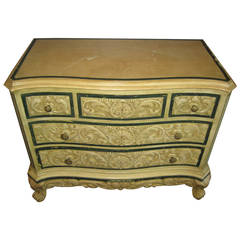 Italian Carved and Painted Five-Drawer Commode Italian Carved and Painted Five-Drawer Commode