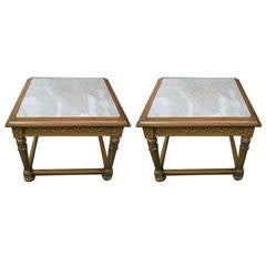 Pair of Marble-Top Side Tables