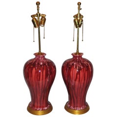 (K185) Fine Pair Of Jean Roger Porcelain Vases Mounted As Lamps