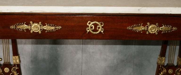 French Empire mahogany ormolu mounted console table (K202)