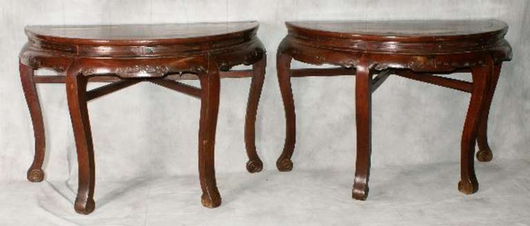 Pair of Chinese Carved and Lacquered Console Tables