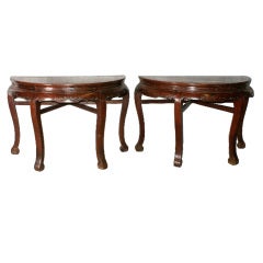 Pair of Chinese Carved and Lacquered Console Tables