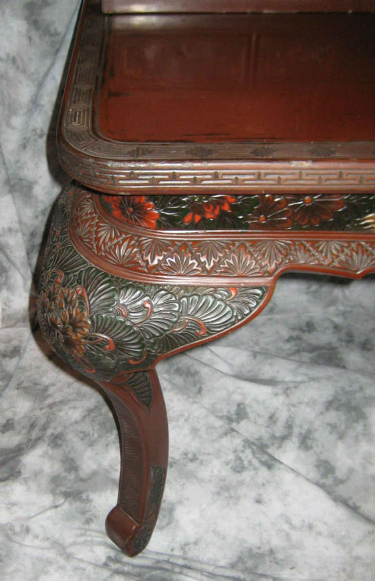 Meiji Carved and Lacquered Desk For Sale 1