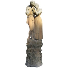 19th c. French Carved Limestone Romantic Garden Sculpture
