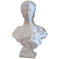 19th c. Continental Caved Carrera Mable Bust of a Lady