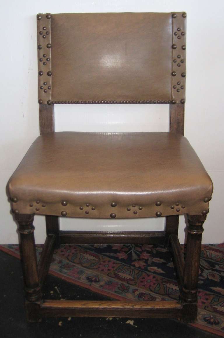 Set of Ten 19th Century Spanish Colonial Carved Oak Dining Chairs For Sale 2