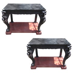 Antique Pair of 19th c. Chinese carved hardwood console tables (K64)