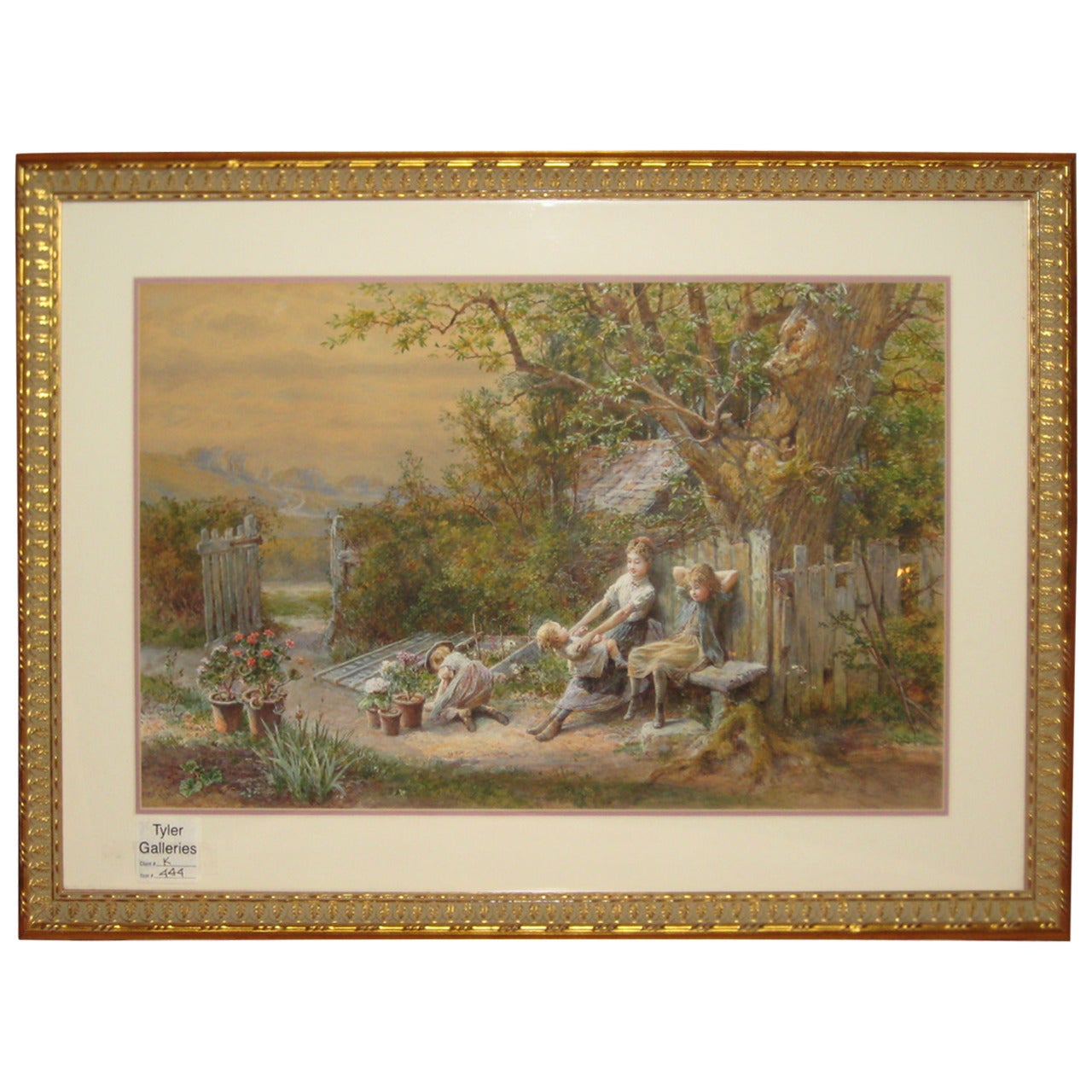 William Stephen Coleman, "Children in the Garden" Watercolor, 1889