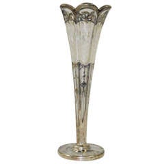 Silver Overlay and Cut Glass Vase