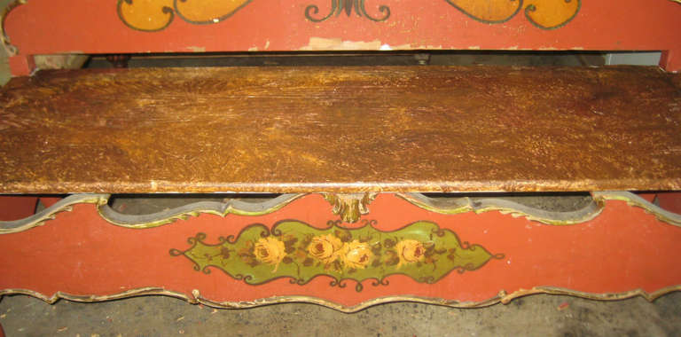 Italian Carved and Painted Wood Bench In Good Condition In Miami, FL