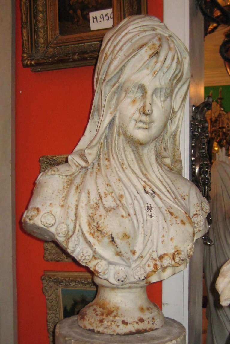 Cast Iron Sculpture of The Veiled Lady, attributed to the Val d' Osne foundry, unsigned, French second half of the 19th century.

After 43 years of business we are retiring. Everything must be sold. Many of the pieces listed here on 1stdibs