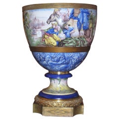 (K131) Monumental 19th Century French Faience Bronze-Mounted Jardiniere