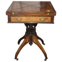 Antique 19th Century Regency Inlaid Rosewood Handkerchief Game Table