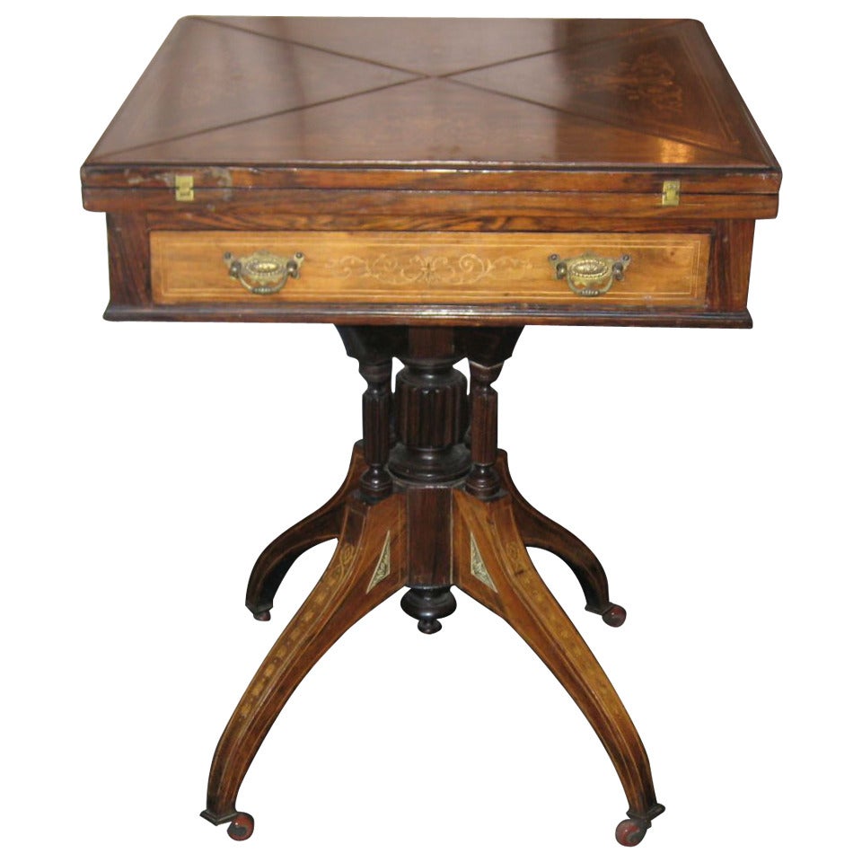 19th Century Regency Inlaid Rosewood Handkerchief Game Table