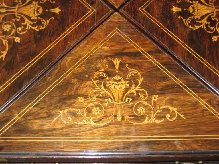 19th Century Regency Inlaid Rosewood Handkerchief Game Table 3