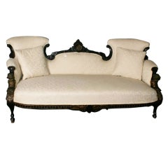 Vintage American Victorian Bronze-Mounted Ebonized Sofa