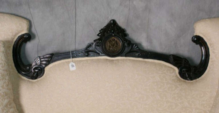 20th Century American Victorian Bronze-Mounted Ebonized Sofa