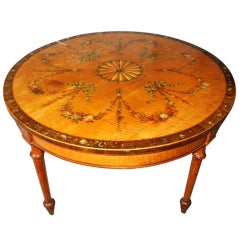(EG61) Large 19th C Adams Style Painted Satinwood Center Table